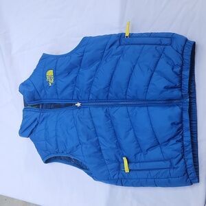 The North Face Kids Blue Vest with Yellow Accents